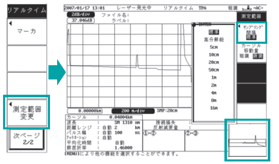 詳細に波形を観測する箇所にマーカを移動